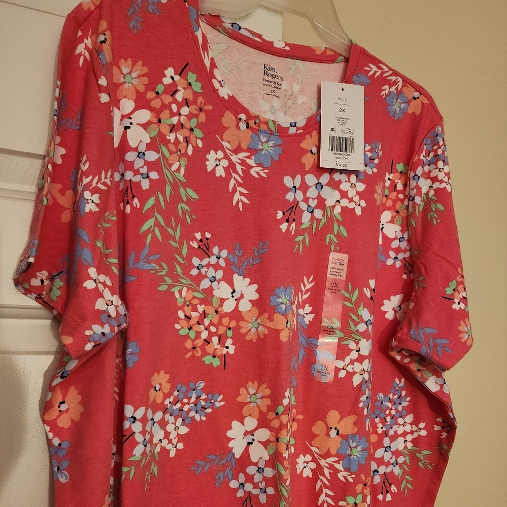 Women's 2X short sleeve cotton shirt. Kim Rogers new with tags.